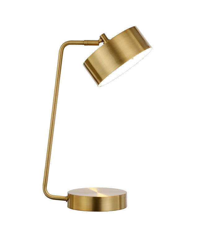 18" Brass Metal Desk Table Lamp With Brass Drum Shade