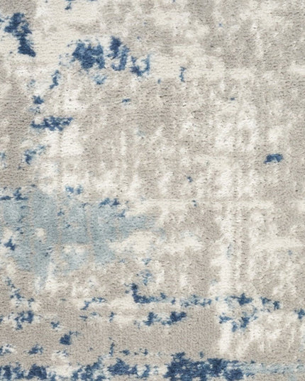 10' Blue and Gray Abstract Power Loom Runner Rug