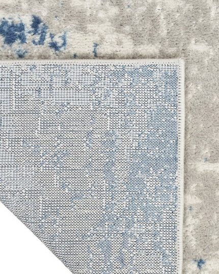 10' Blue and Gray Abstract Power Loom Runner Rug