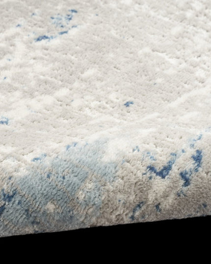 10' Blue and Gray Abstract Power Loom Runner Rug