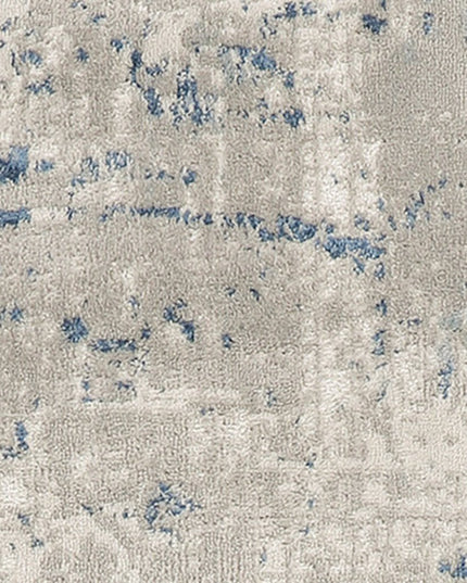 10' Blue and Gray Abstract Power Loom Runner Rug