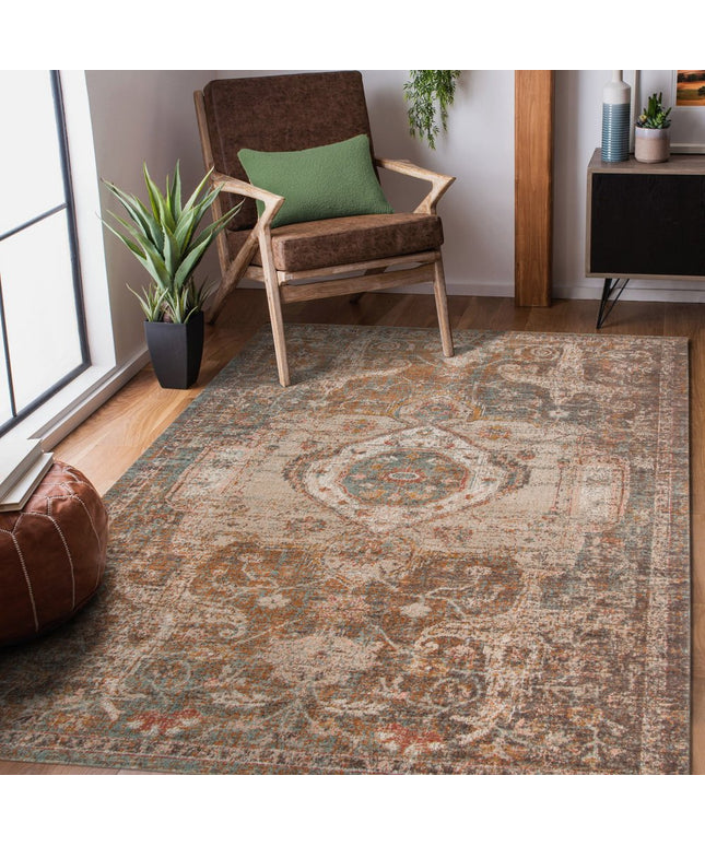 2' X 3' Beige Gray and Taupe Medallion Power Loom Area Rug