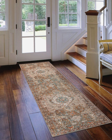 2' X 3' Beige Gray and Taupe Medallion Power Loom Area Rug