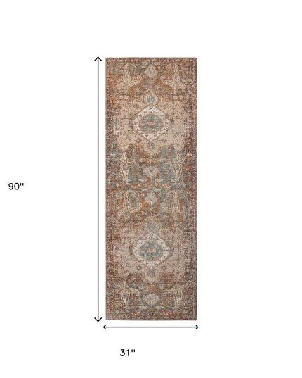 2' X 3' Beige Gray and Taupe Medallion Power Loom Area Rug