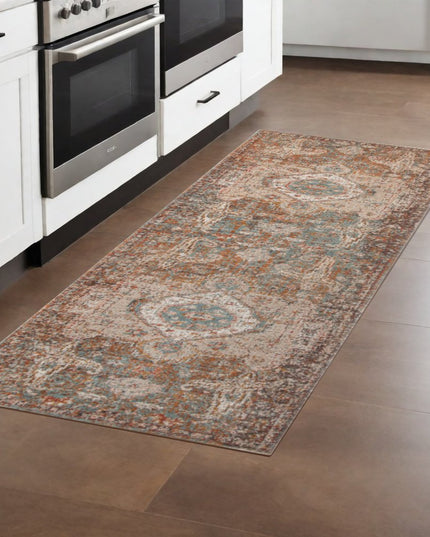 2' X 3' Beige Gray and Taupe Medallion Power Loom Area Rug