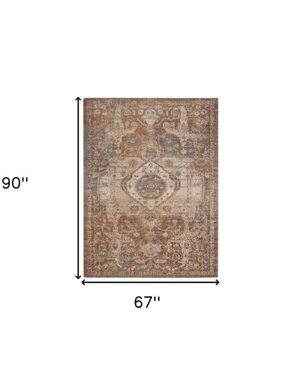 2' X 3' Beige Gray and Taupe Medallion Power Loom Area Rug
