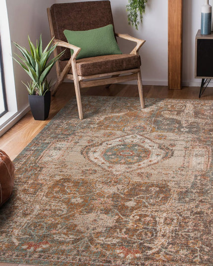 2' X 3' Beige Gray and Taupe Medallion Power Loom Area Rug