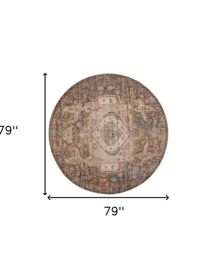 2' X 3' Beige Gray and Taupe Medallion Power Loom Area Rug
