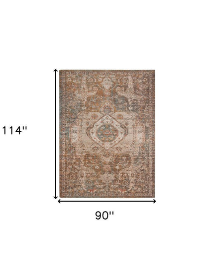 2' X 3' Beige Gray and Taupe Medallion Power Loom Area Rug