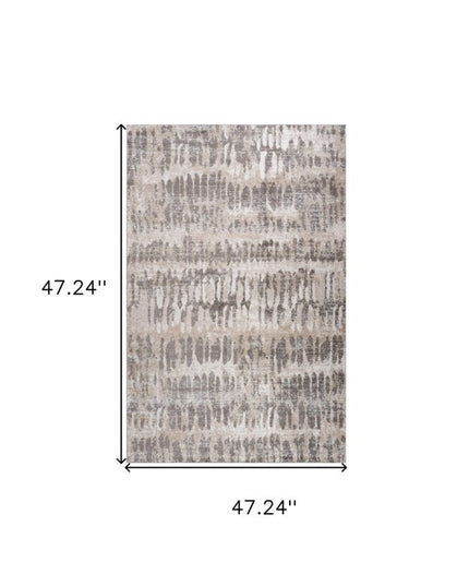 4' X 6' Beige and Brown Abstract Distressed Area Rug