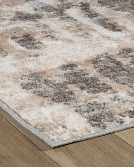 4' X 6' Beige and Brown Abstract Distressed Area Rug