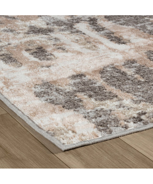 4' X 6' Beige and Brown Abstract Distressed Area Rug