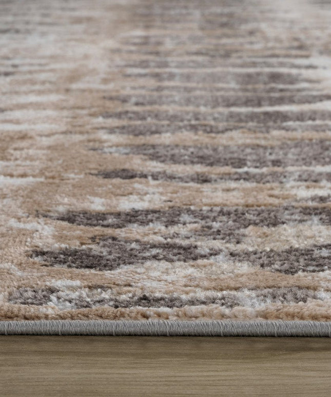 4' X 6' Beige and Brown Abstract Distressed Area Rug