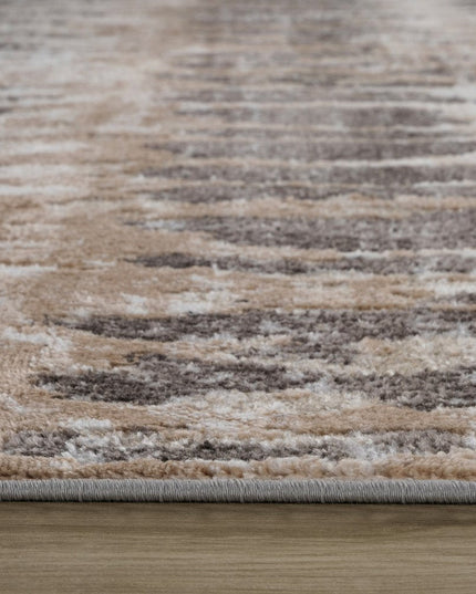 4' X 6' Beige and Brown Abstract Distressed Area Rug