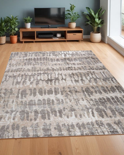 4' X 6' Beige and Brown Abstract Distressed Area Rug