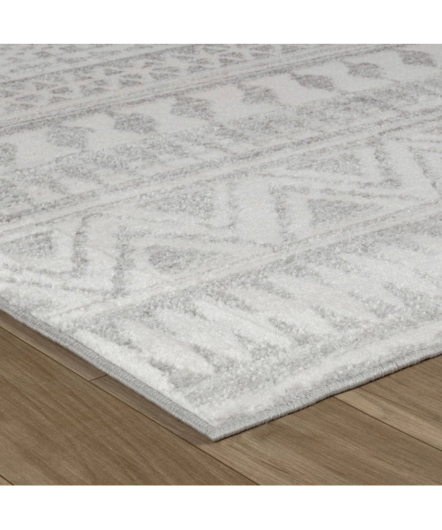 8' X 11' Gray and Cream Abstract Distressed Area Rug