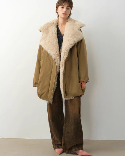 "Modern Introduction" detachable toka fur collar fur coat silhouette
