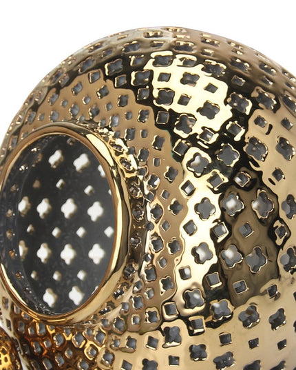 15" Gold Pierced Ceramic Round Ginger Jar