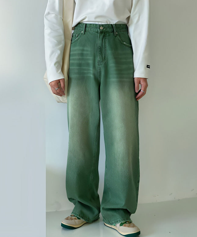 UrbanEase™ Olive men 's retro vintage jeans