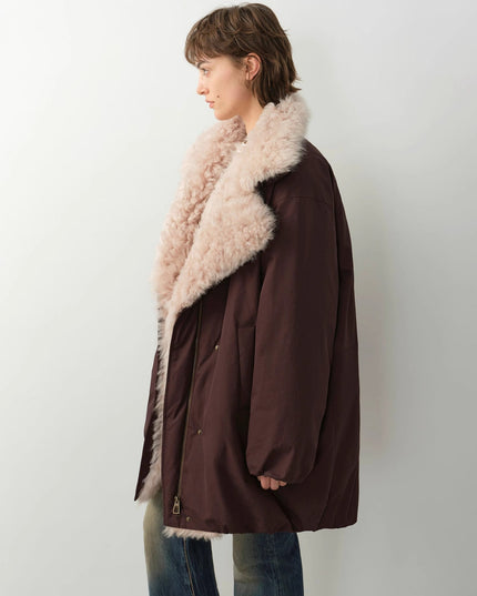 "Modern Introduction" detachable toka fur collar fur coat silhouette