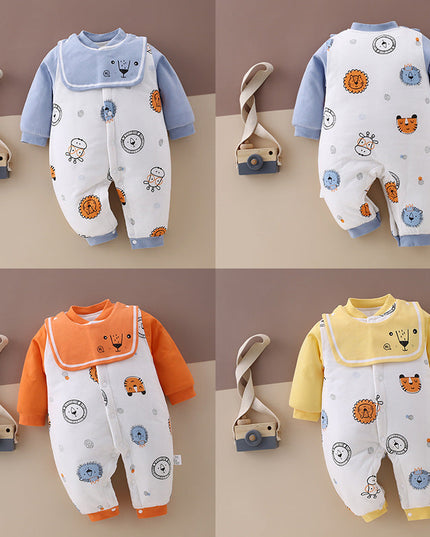 SnuggleZoo™ – Thick Winter Baby Onesie with Animal Print
