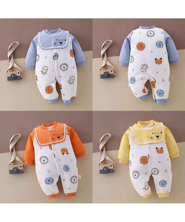SnuggleZoo™ – Thick Winter Baby Onesie with Animal Print