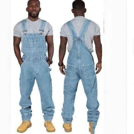 RuggedForm™ – Men's Loose-Fit Denim Utility Overalls