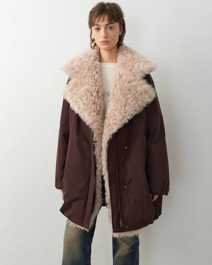 "Modern Introduction" detachable toka fur collar fur coat silhouette