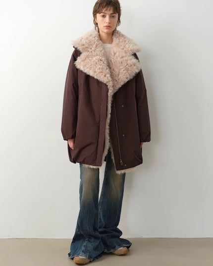 "Modern Introduction" detachable toka fur collar fur coat silhouette