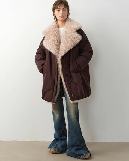 "Modern Introduction" detachable toka fur collar fur coat silhouette
