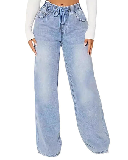 25 Edition – High Waist Drawstring Wide Leg Jeans – Light Blue