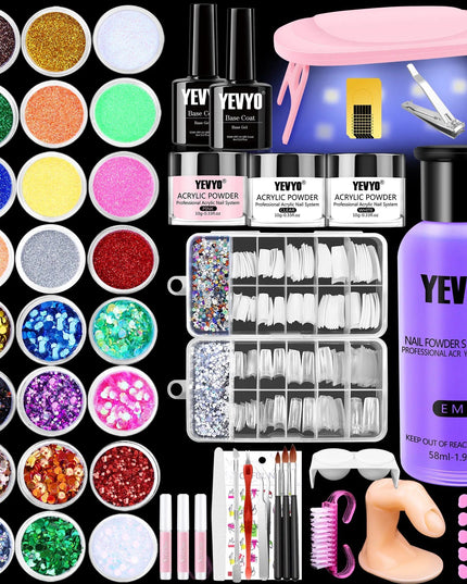 Professional Acrylic Nail Kit, With Pink Nail UV LED Lamps, Acrylic