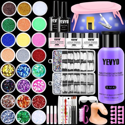 Professional Acrylic Nail Kit, With Pink Nail UV LED Lamps, Acrylic