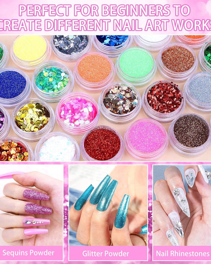 Professional Acrylic Nail Kit, With Pink Nail UV LED Lamps, Acrylic