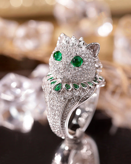 LuxeJewels™ - EmeraldWhisker – Sterling Designer Ring