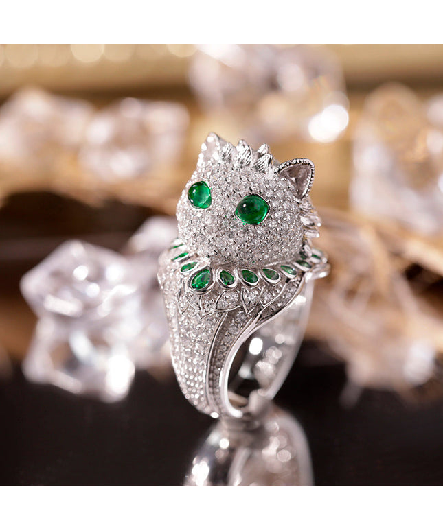 LuxeJewels™ - EmeraldWhisker – Sterling Designer Ring