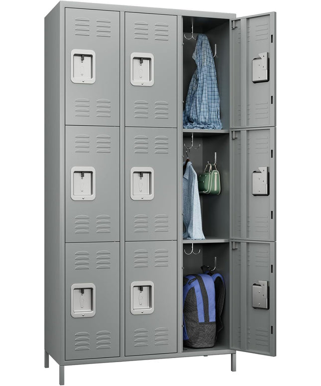 SUPEER Metal Locker Cabinet With 9 Compartments, Metal Wardrobe With