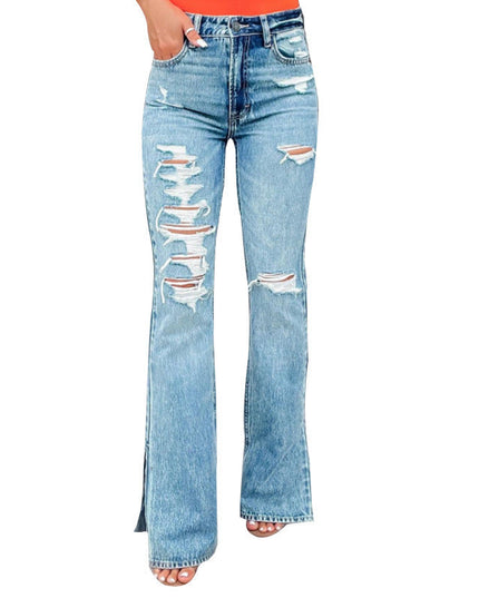 25 Edition – High Waist Ripped Split Stretch Jeans for Women
