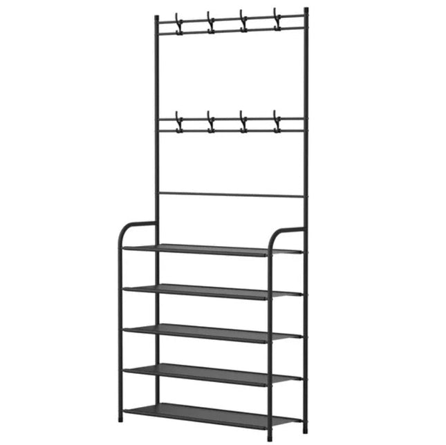 Entryway Coat Hat Rack Shoe Storage Shelf Shoe Rack Freestanding Hall