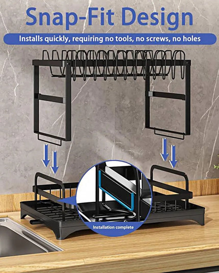 Dish Rack, 2 Tier Utensil Holder, Rustproof Dish Drying Rack With