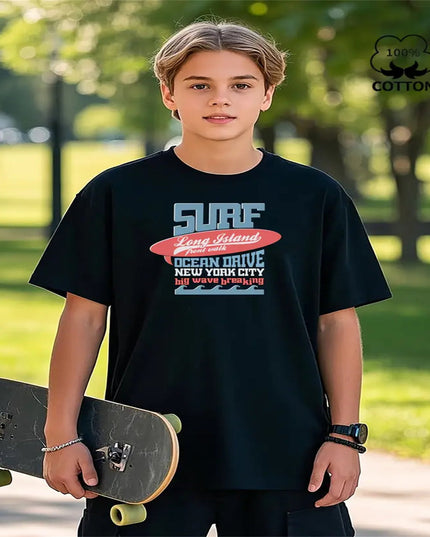 Printed Letter Fashion Men Short-Sleeved Shirt