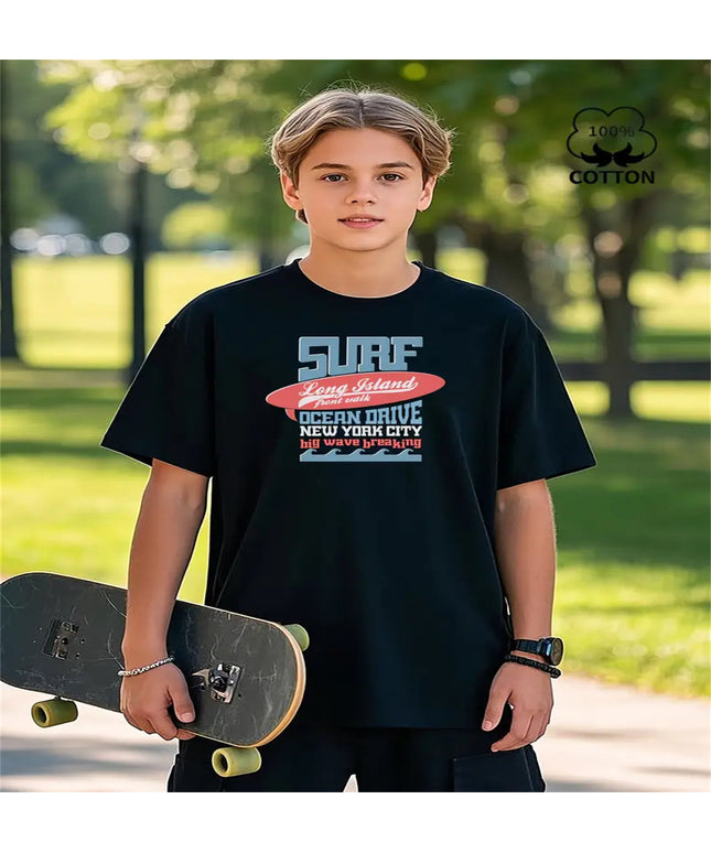 Printed Letter Fashion Men Short-Sleeved Shirt