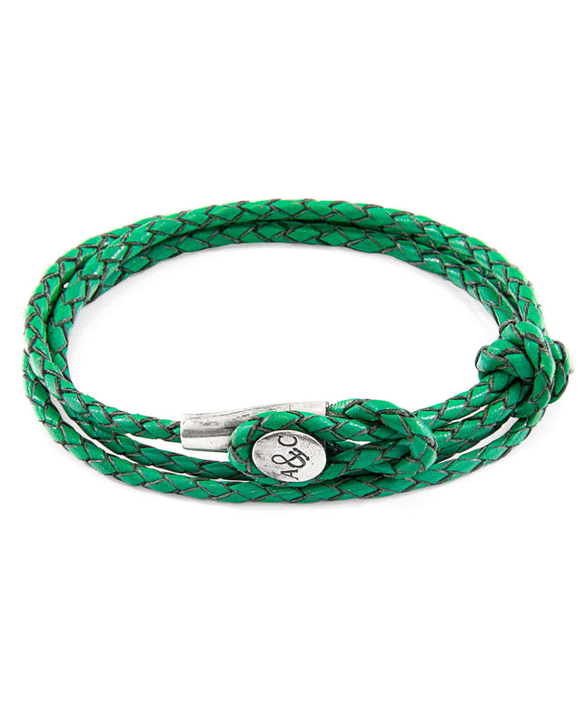 Fern Green Dundee Silver & Leather Bracelet