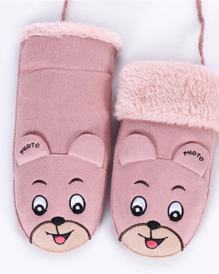 Faux Suede Bear Mittens