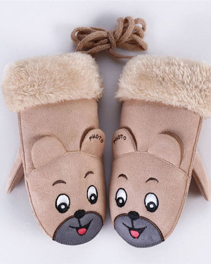 Faux Suede Bear Mittens