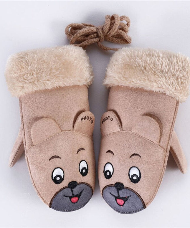 Faux Suede Bear Mittens