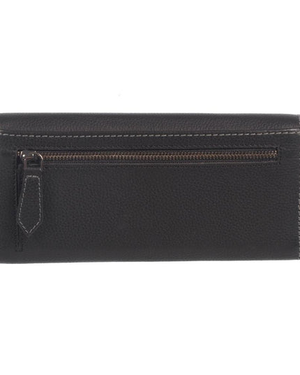 Ladies Full Leather Clutch Wallet with Gusset Pocket