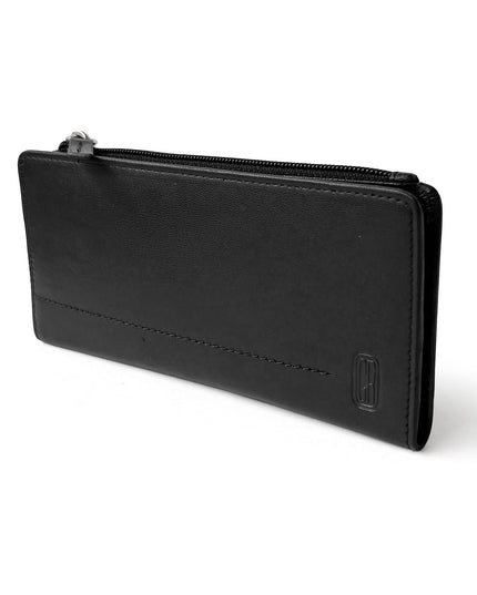 Ladies Slim Clutch Wallet With Top Zipper