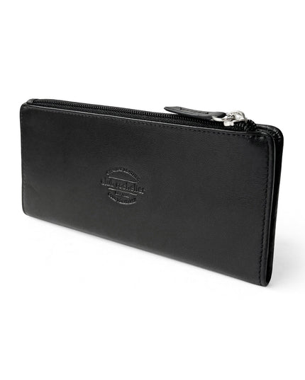 Ladies Slim Clutch Wallet With Top Zipper
