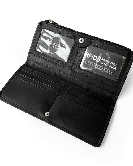 Ladies Slim Clutch Wallet With Top Zipper